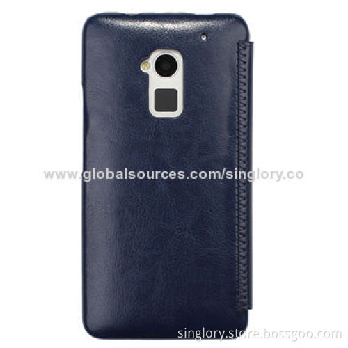 PU Leather Heat-setting Back Standing Mobile Phone Cases for HTC One Mini, OEM/ODM Orders Welcomed